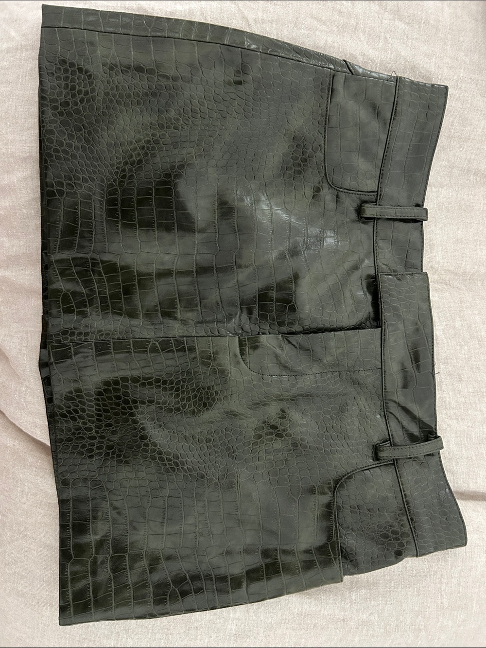 Faux Croc olive Mini Skirt